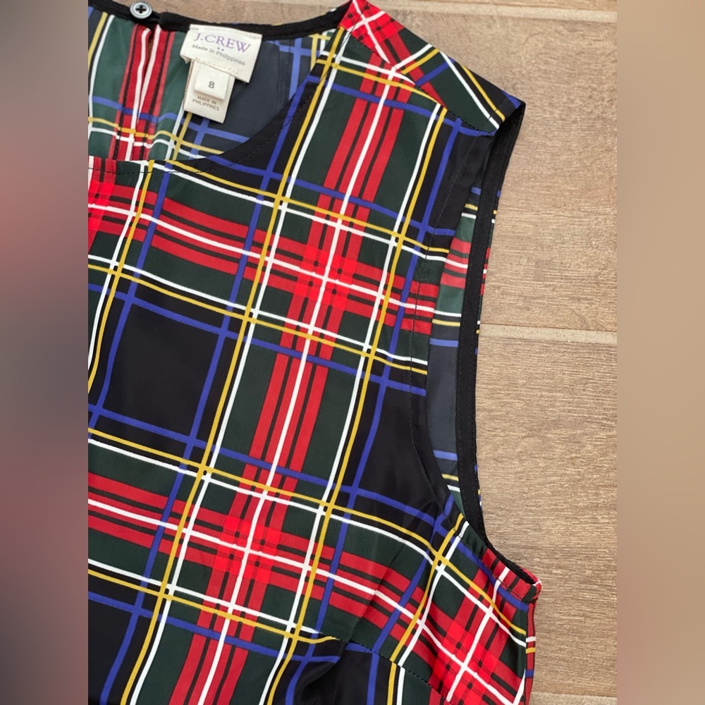 J Crew Factory Women’s Tartan Plaid Size 8 Sleeveless Top - Picture 8 of 15